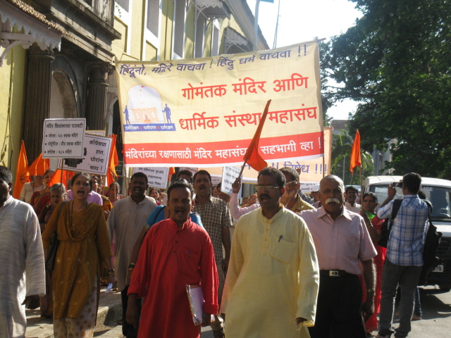 Devout Hindus demonstrating for demand to declare strategy to protect Hindu Temples